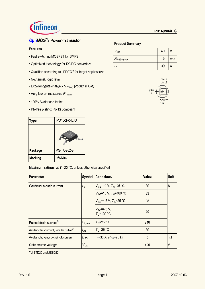 IPD160N04LG_3115627.PDF Datasheet