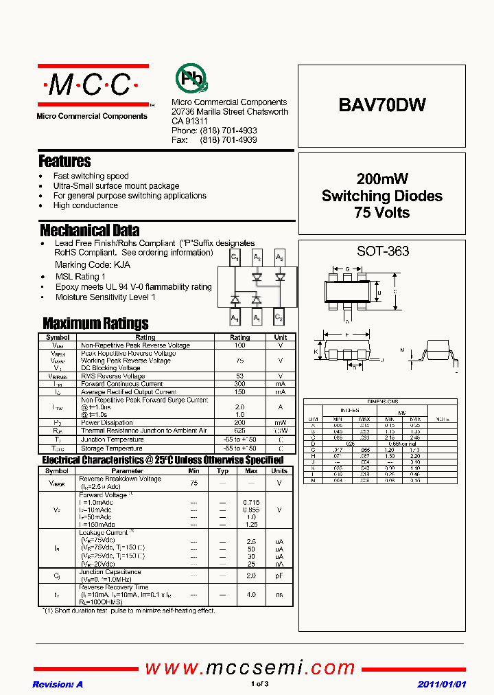 BAV70DW_3119229.PDF Datasheet