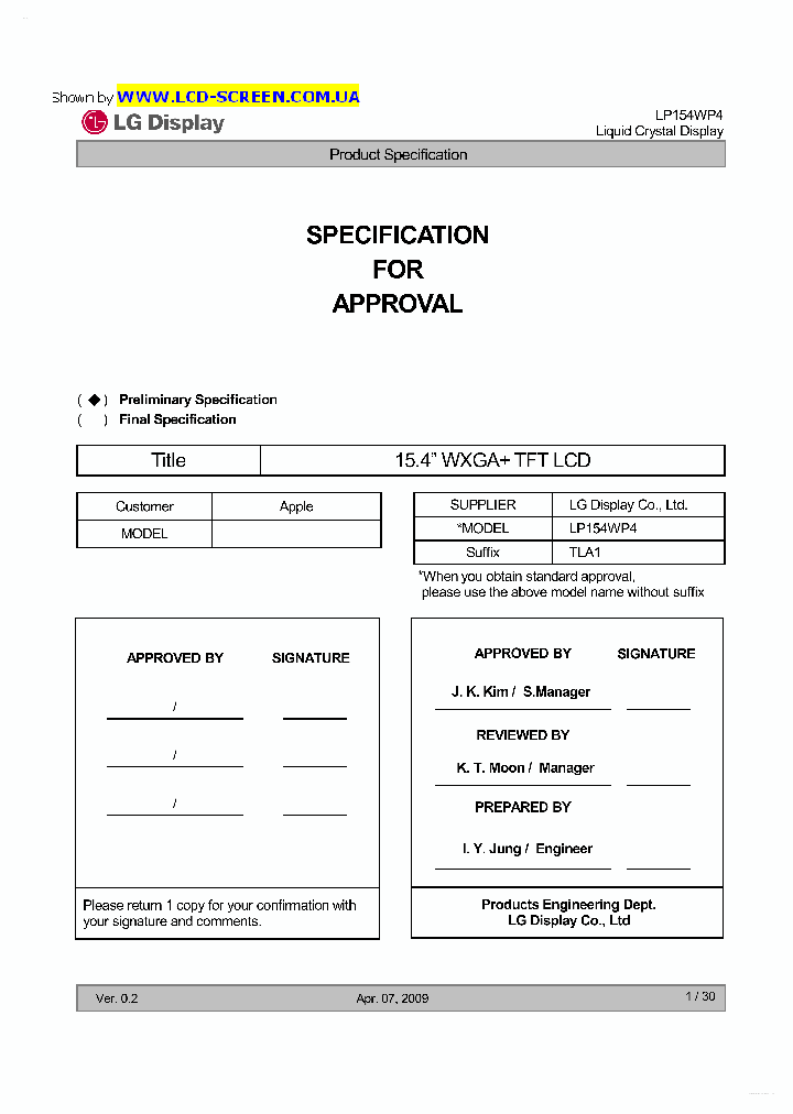 LP154WP4-TLA1_3122926.PDF Datasheet