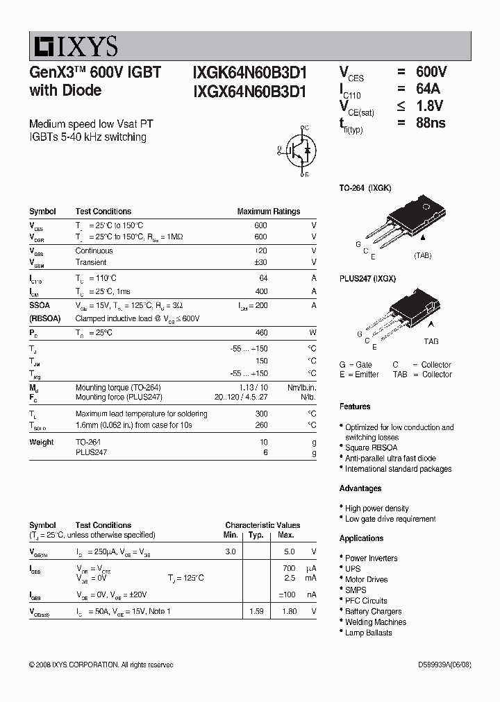 IXGX64N60B3D1_3124078.PDF Datasheet