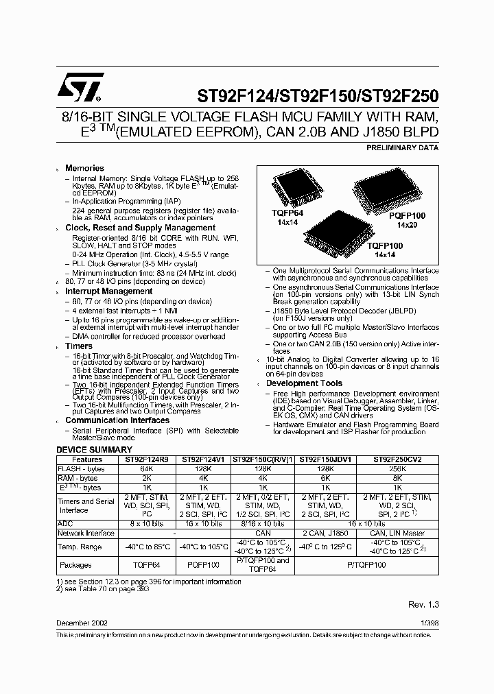 ST92F150_3123981.PDF Datasheet