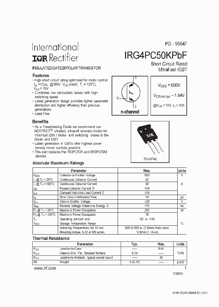 IRG4PC50KPBF_3124803.PDF Datasheet