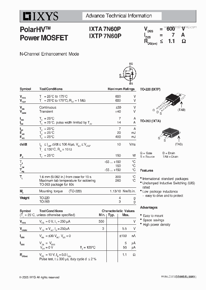 IXTA7N60P_3124819.PDF Datasheet