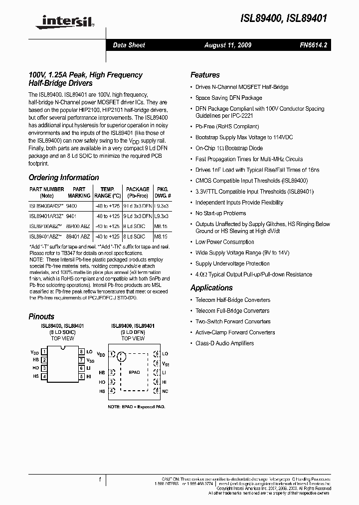 ISL89400ABZ_3126058.PDF Datasheet