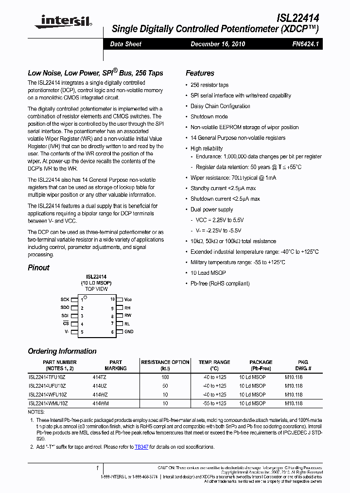 ISL22414WFU10Z_3127351.PDF Datasheet