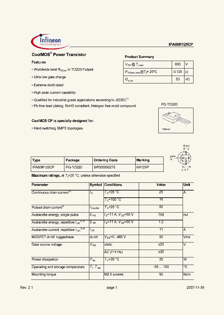 IPA60R125CP07_3128767.PDF Datasheet