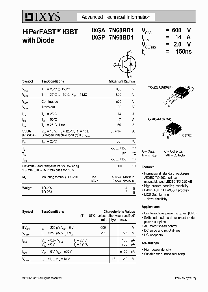 IXGP7N60BD1_3129711.PDF Datasheet