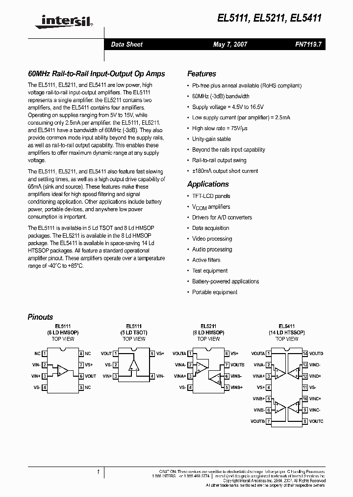EL5111IWT-T7A_3133698.PDF Datasheet