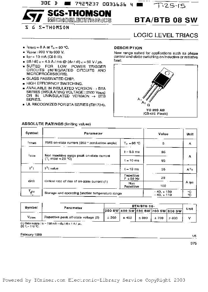 BTA08-200SW_3134209.PDF Datasheet