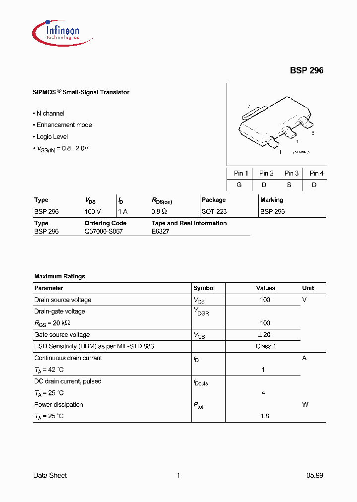BSP296_3137619.PDF Datasheet