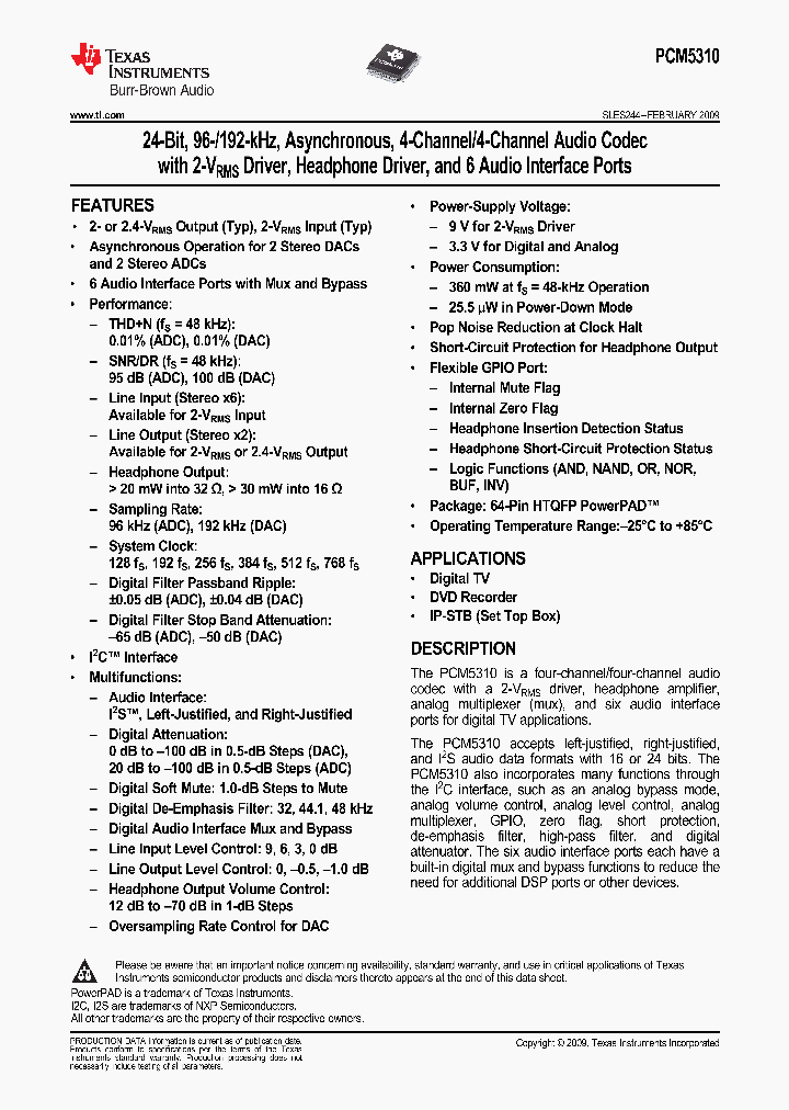 PCM5310PAPR_3137818.PDF Datasheet