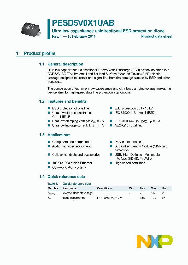 PESD5V0X1UAB_3138809.PDF Datasheet