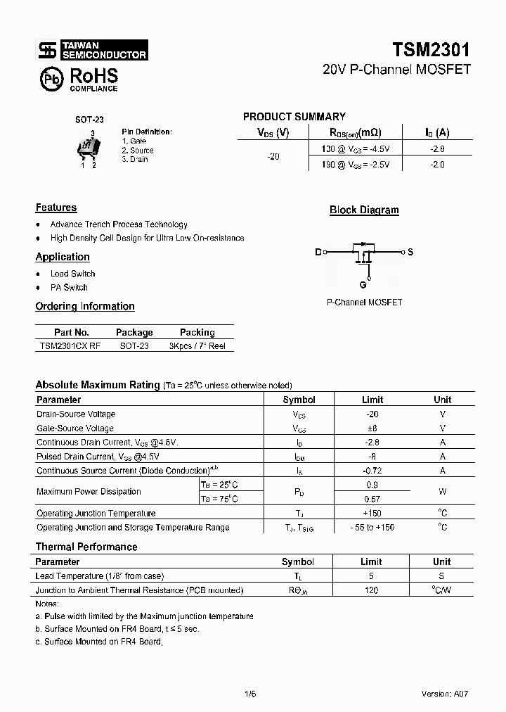 TSM2301CXRF_3140097.PDF Datasheet