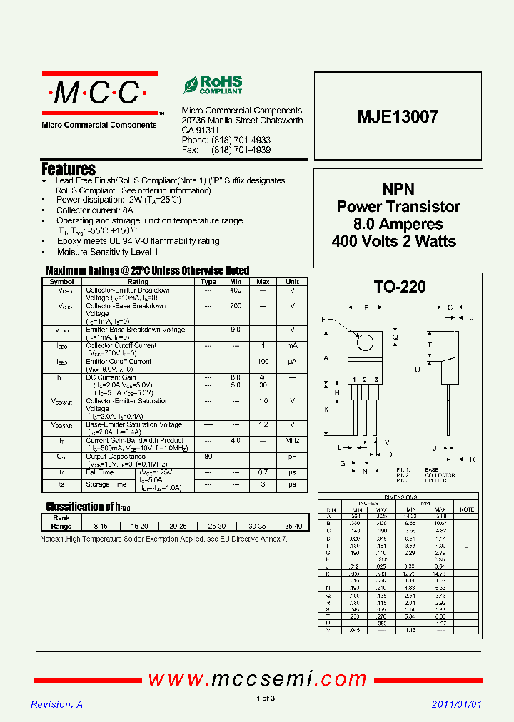 MJE13007_3141619.PDF Datasheet