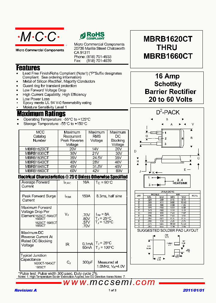 MBRB1620CT_3141633.PDF Datasheet