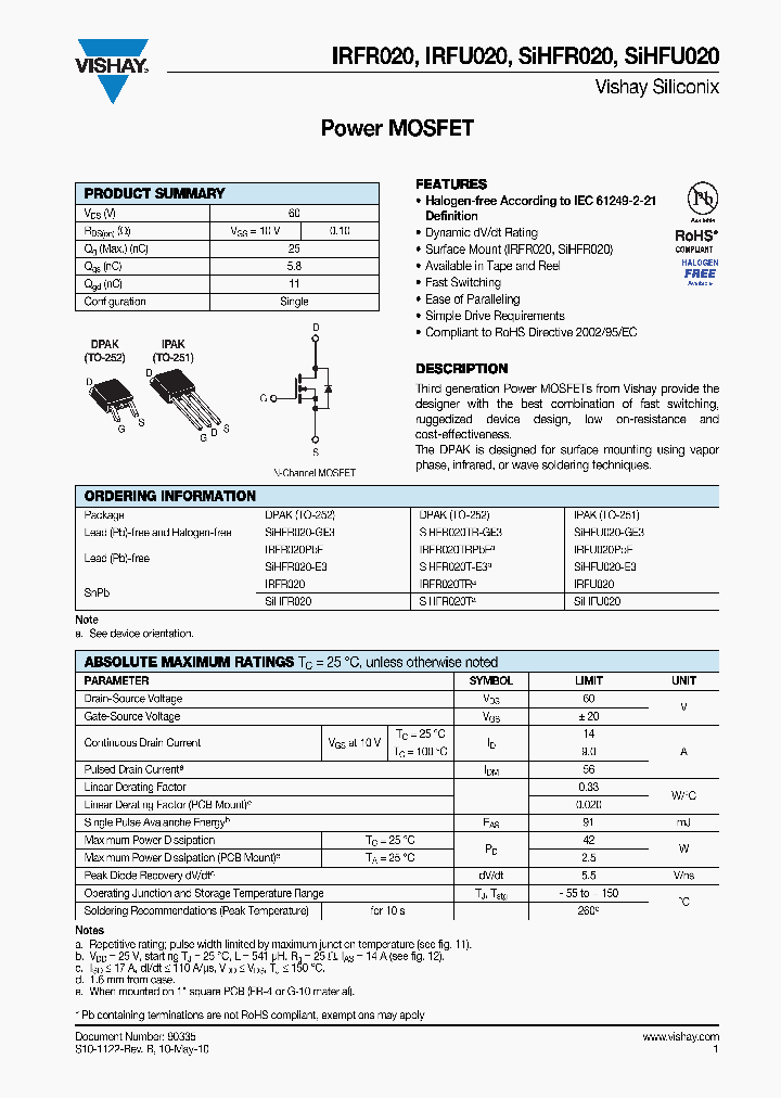IRFR020TRPBF_3145392.PDF Datasheet