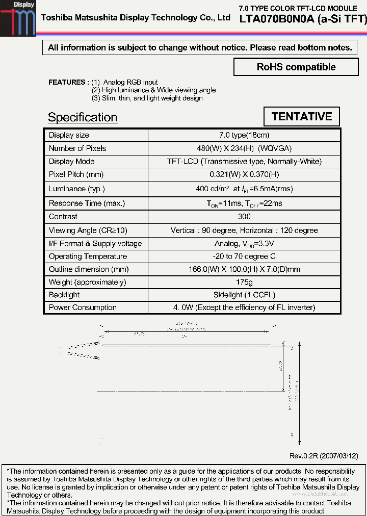 LTA070B0N0A_3149808.PDF Datasheet