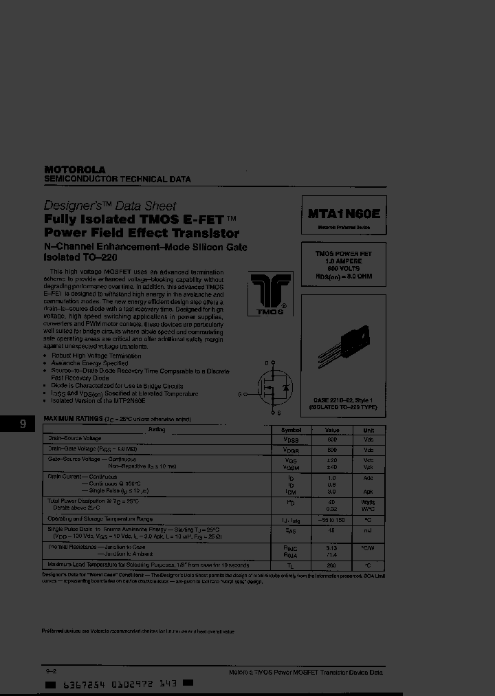 MTA1N60E_3152768.PDF Datasheet