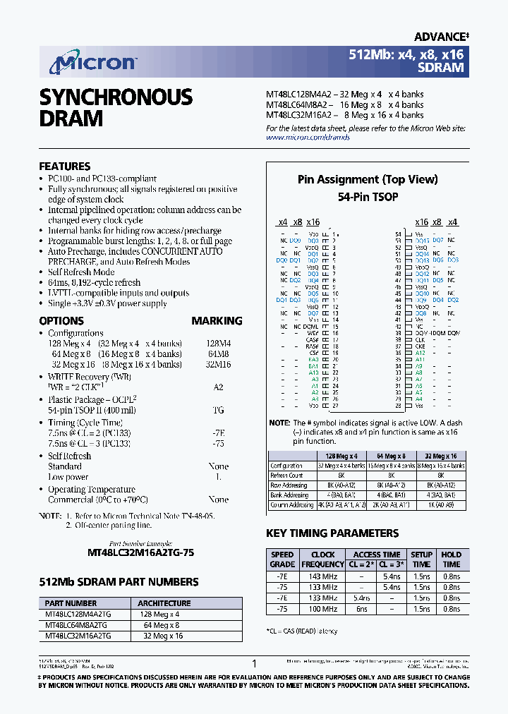 MT48LC128M4A2TG_3164325.PDF Datasheet