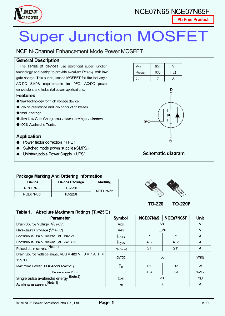 NCE07N65F_3171468.PDF Datasheet