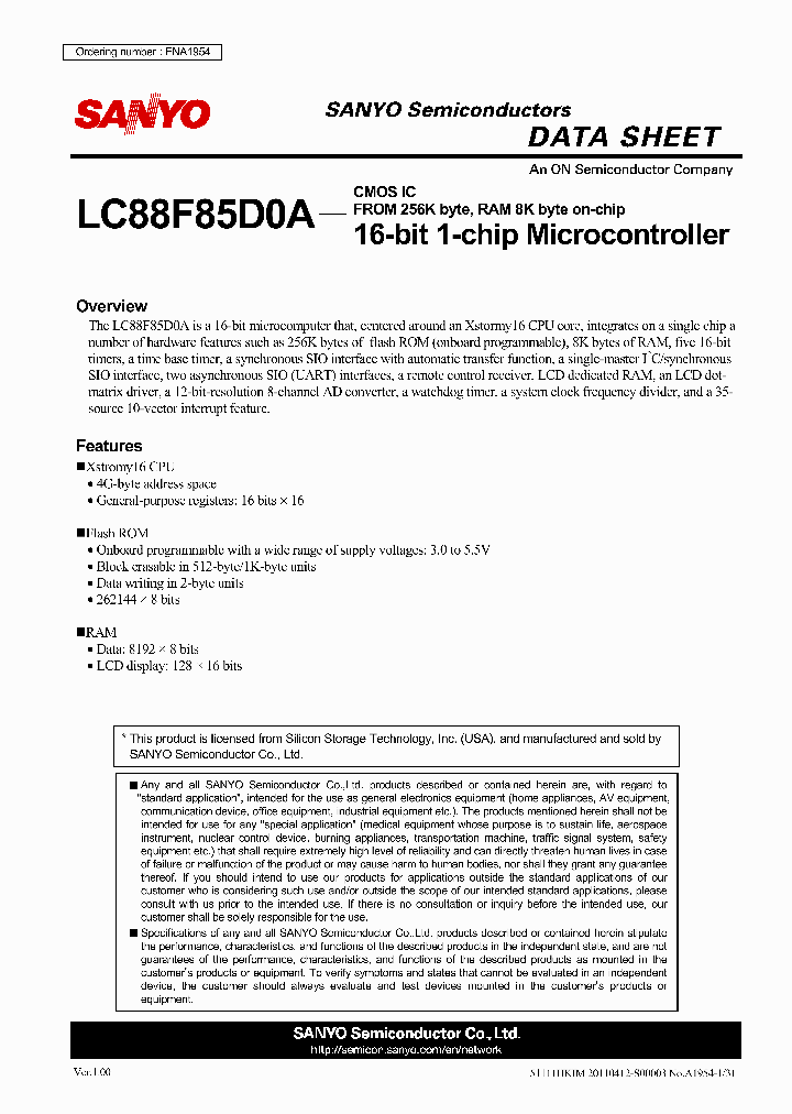 LC88F85D0A_3173154.PDF Datasheet
