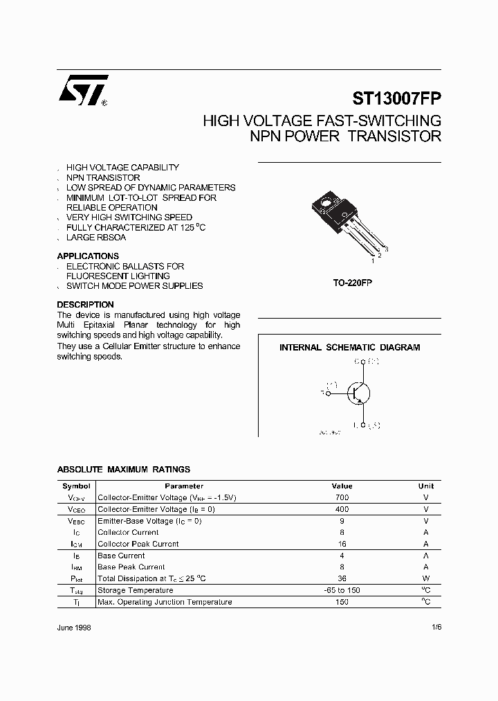 ST13007FP_3176986.PDF Datasheet
