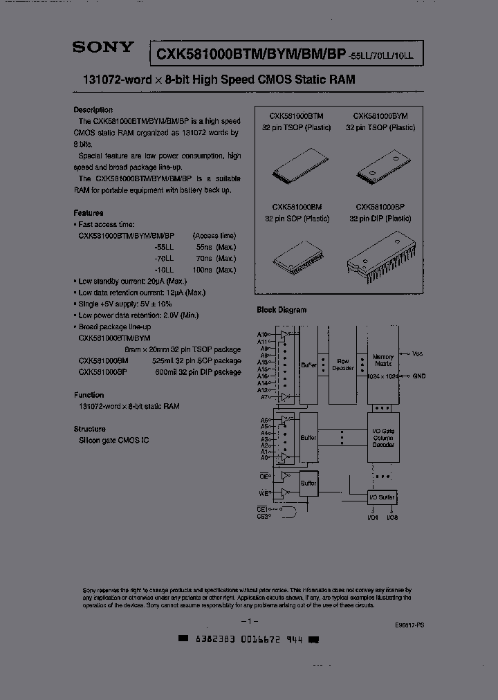 CXK581000BTM-55LL_3178932.PDF Datasheet