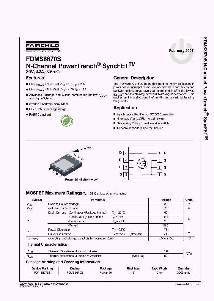 FDMS8670S07_3180214.PDF Datasheet