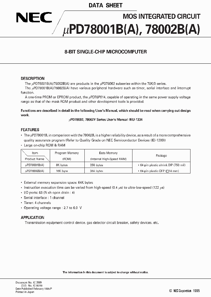 UPD78002BCWA_3193381.PDF Datasheet