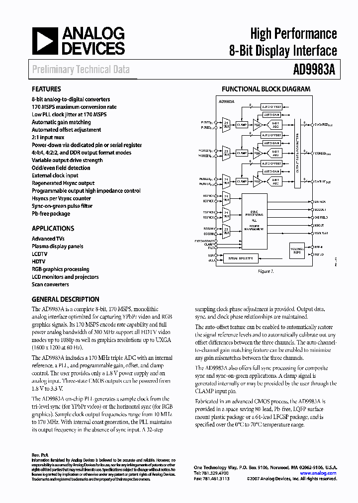AD9983AKSTZ-140_3193485.PDF Datasheet
