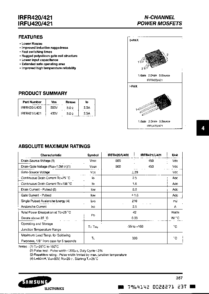 IRFU421_3201824.PDF Datasheet