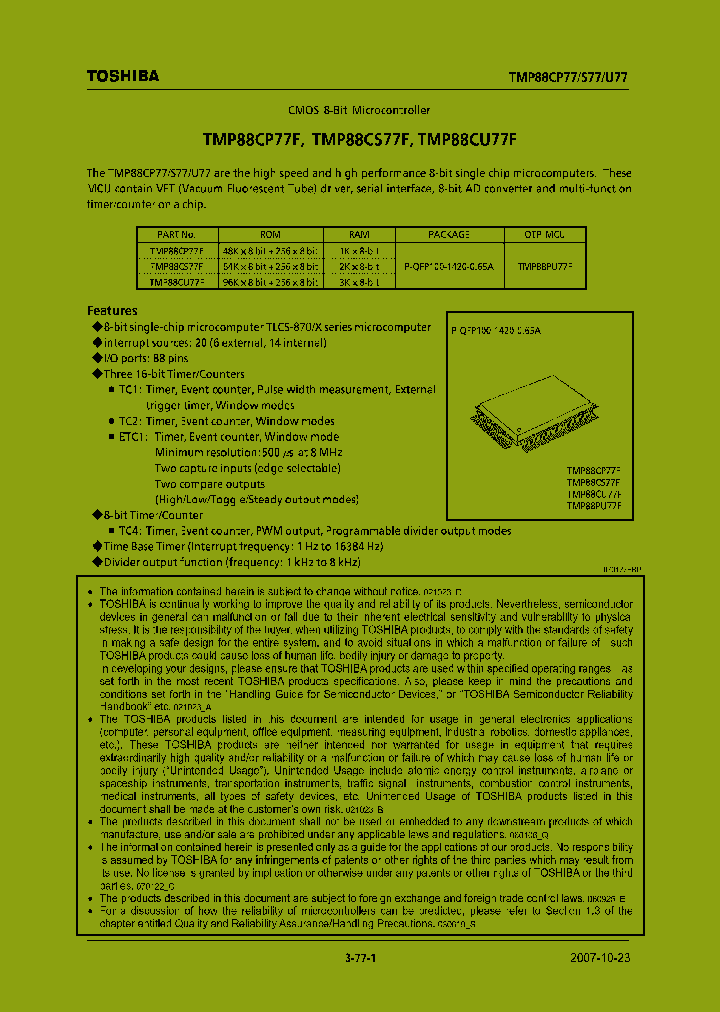 TMP88CS77F_3209700.PDF Datasheet