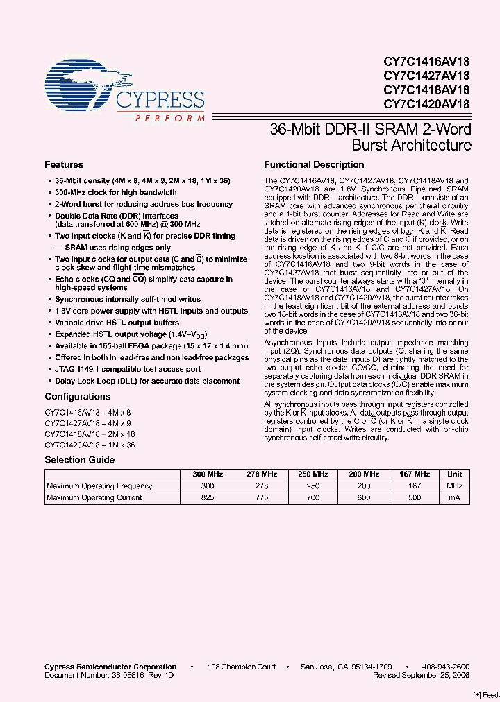CY7C1416AV18-167BZXI_3212796.PDF Datasheet