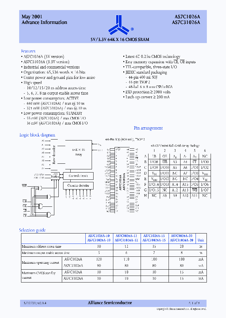 AS7C31026A-12TC_3213016.PDF Datasheet