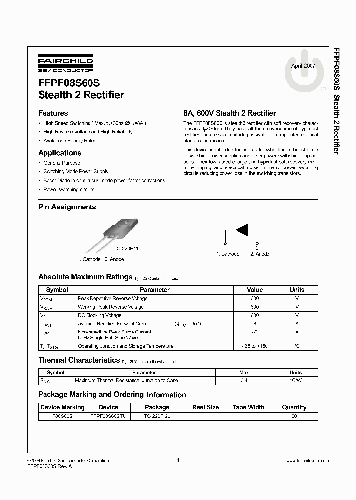 FFPF08S60STU_3215771.PDF Datasheet