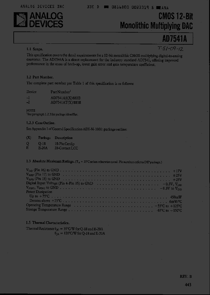 AD7541ATD883B_3217204.PDF Datasheet