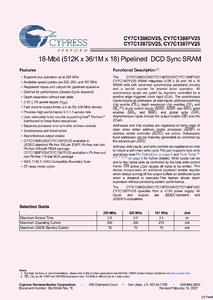 CY7C1386DV25-250BZXI_3217293.PDF Datasheet