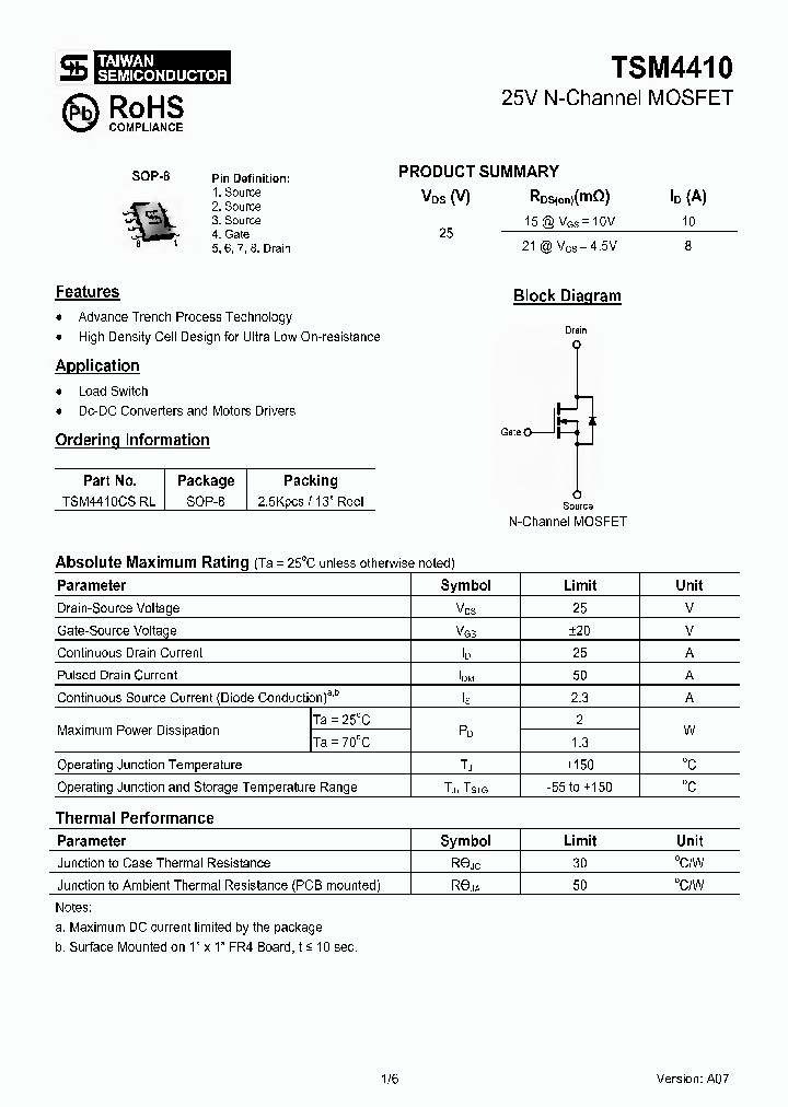 TSM4410CSRL_3221351.PDF Datasheet