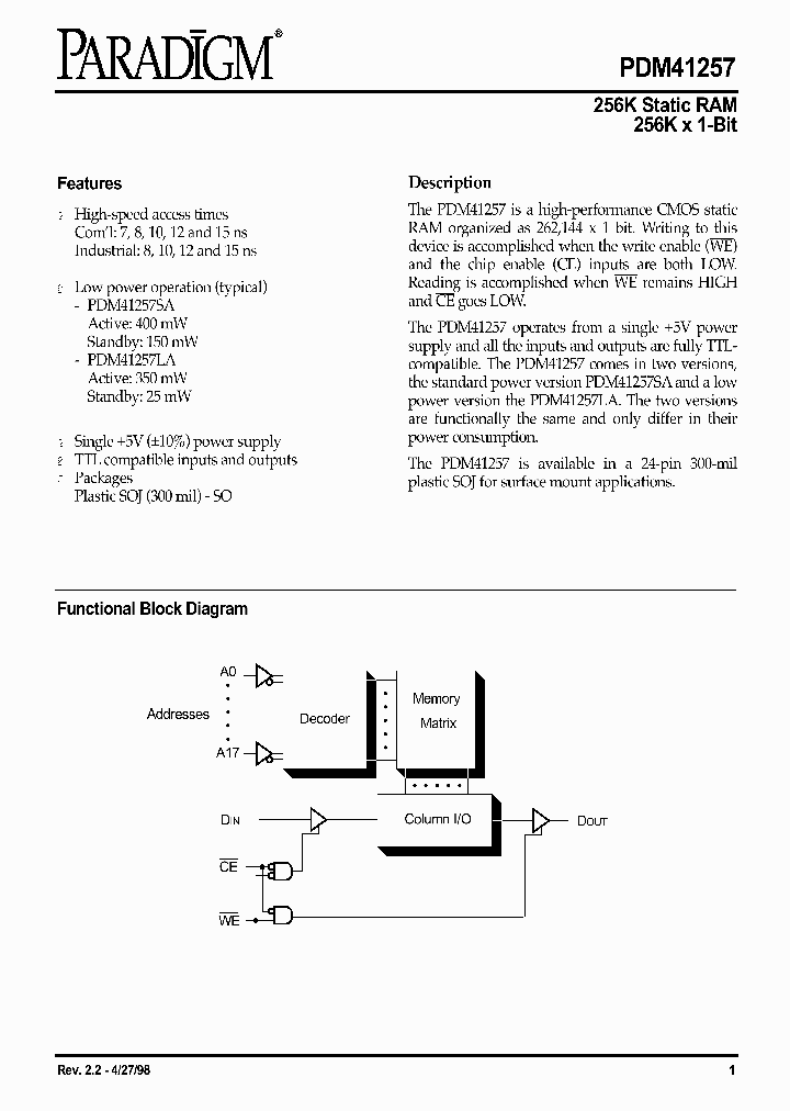 PDM41257SA7SOTY_3231111.PDF Datasheet