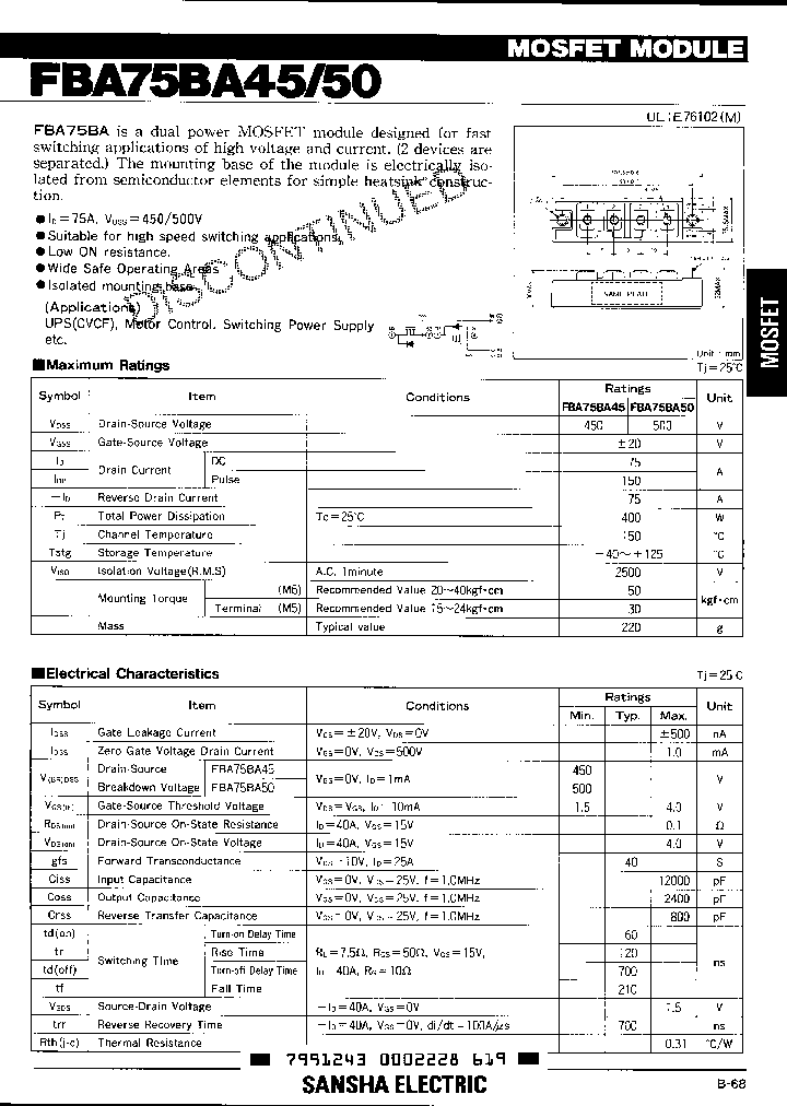 FBA75BA45_3231089.PDF Datasheet