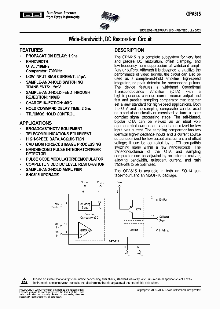 OPA615IDRG4_3240250.PDF Datasheet