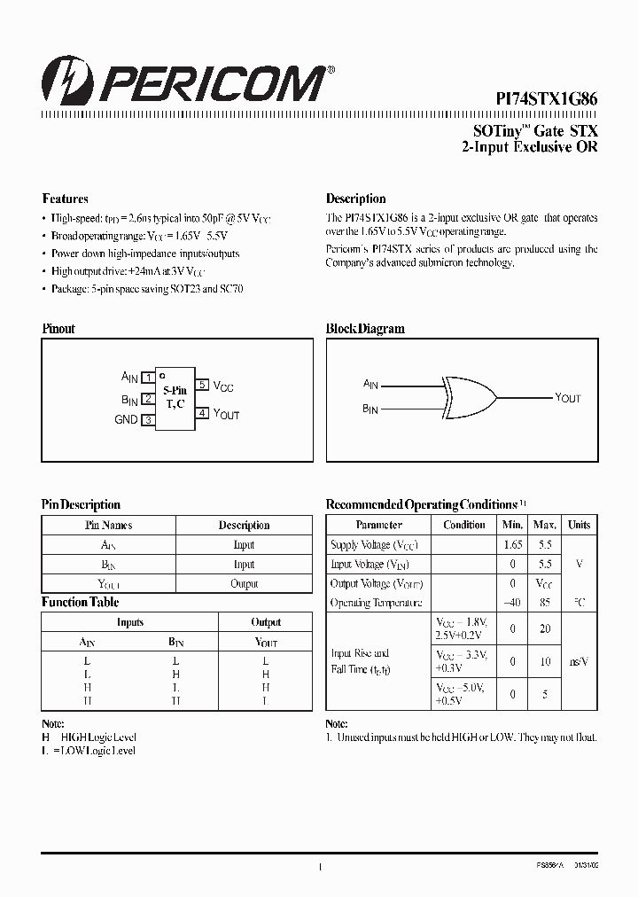 PI74STX1G86CX_3240736.PDF Datasheet