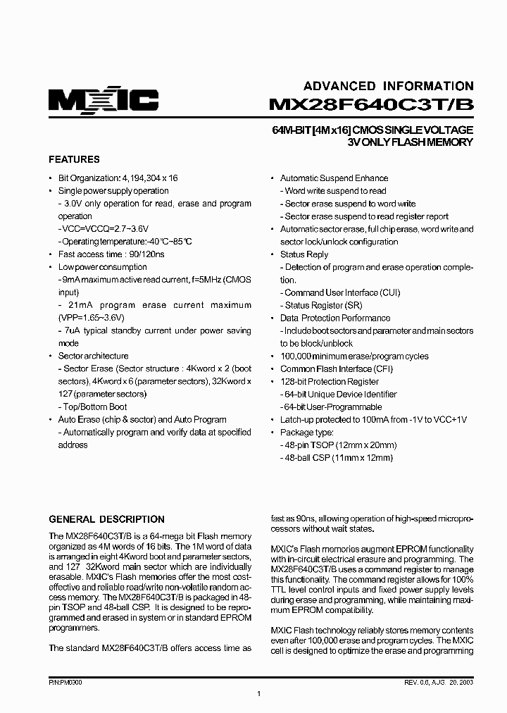 MX28F640C3TXAC-90_3240787.PDF Datasheet