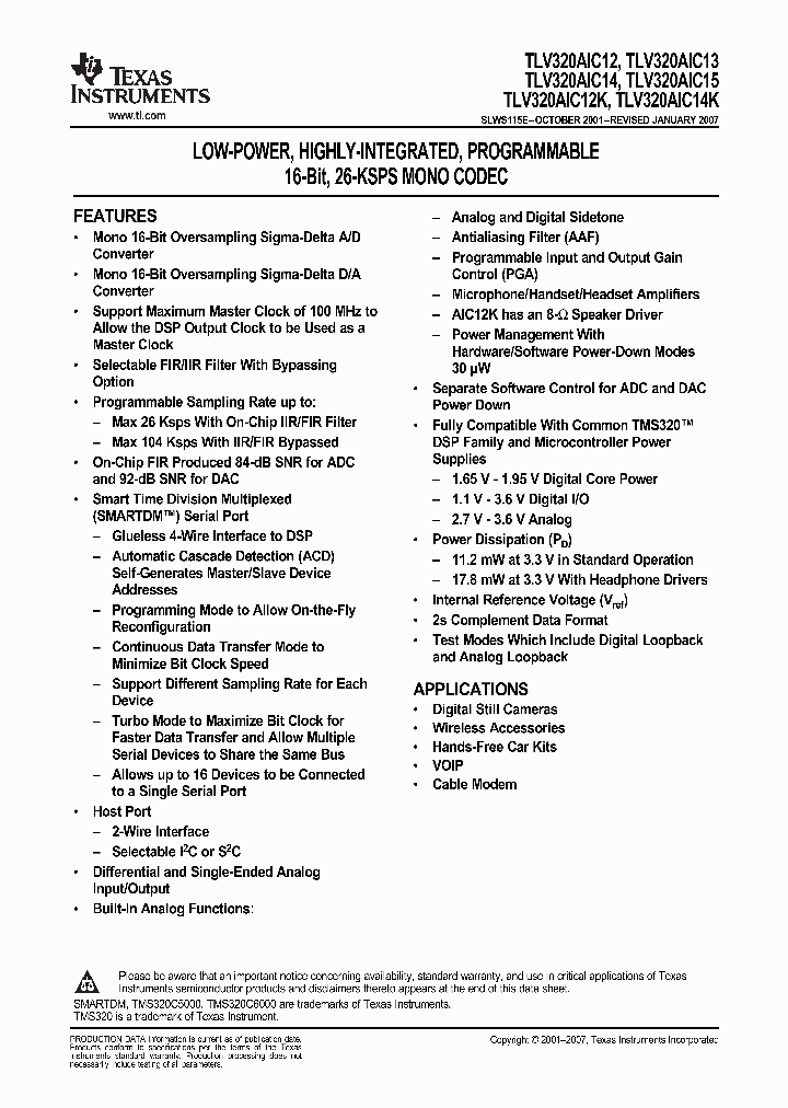 TLV320AIC13IDBT_3241538.PDF Datasheet