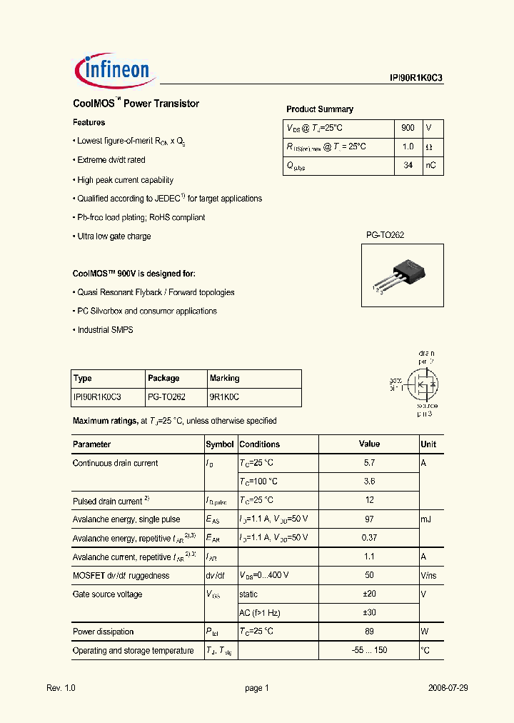 IPI90R1K0C3_3251860.PDF Datasheet