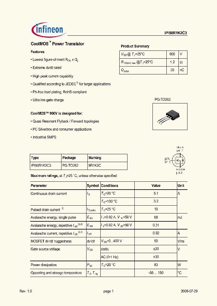 IPI90R1K2C3_3251861.PDF Datasheet