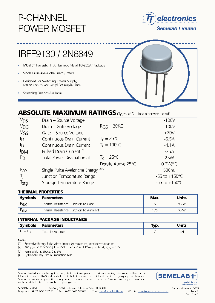 IRFF9130_3255873.PDF Datasheet