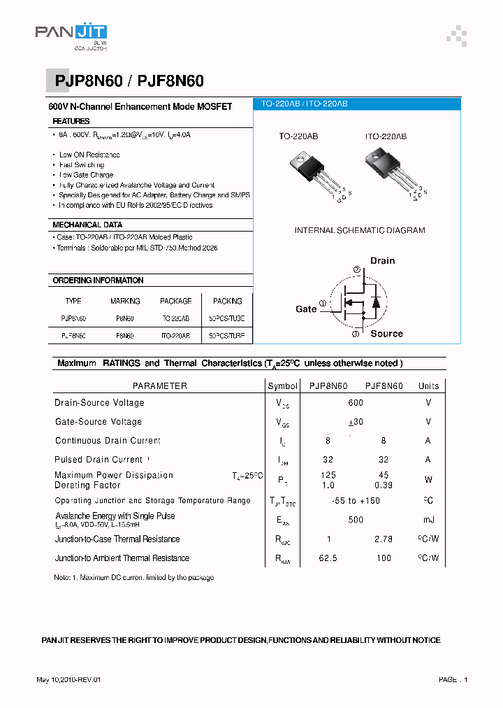 PJF8N60_3255943.PDF Datasheet