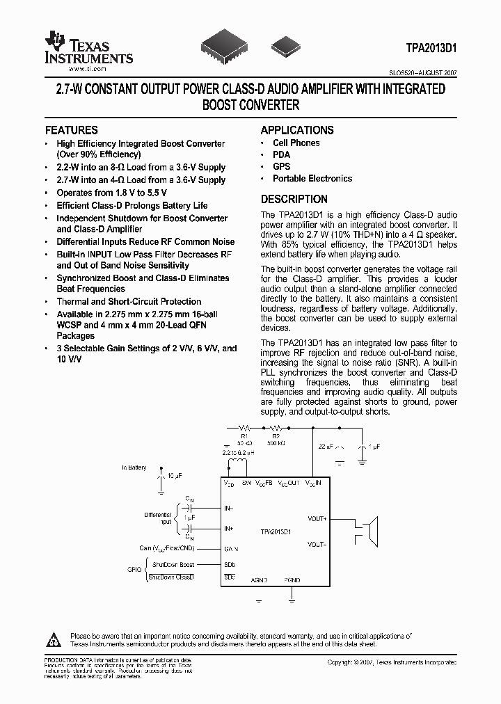 TPA2013D1RGPR_3257008.PDF Datasheet