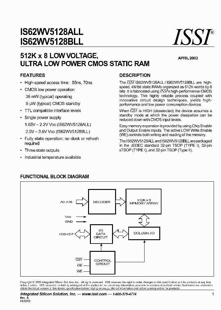 62WV5128ALL_3256512.PDF Datasheet